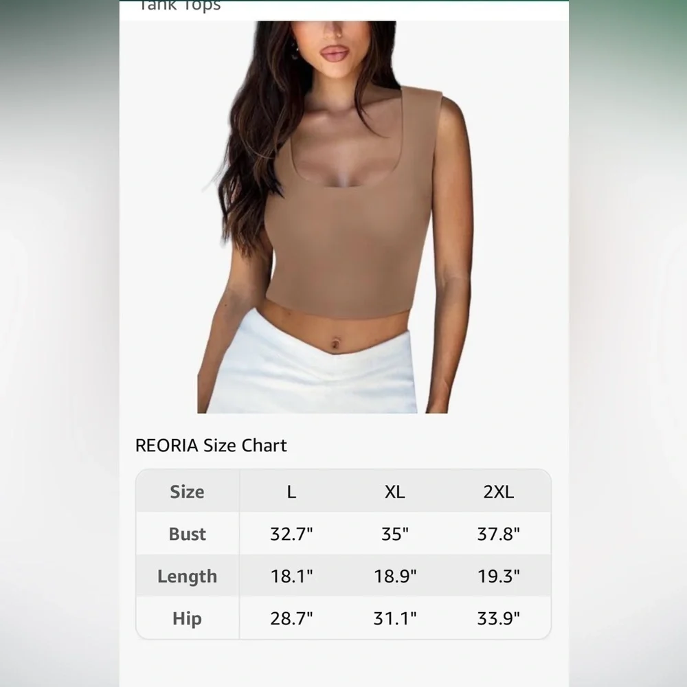 NWT Square Neck Sleeveless Double Lined Going Out Crop Basic Tank Tops - Picture 4 of 6